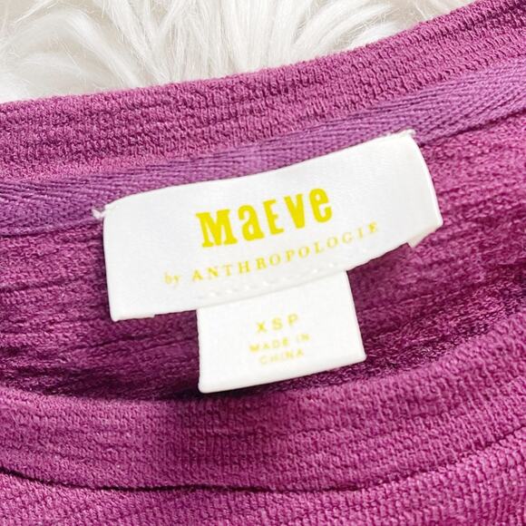 Anthropologie Women's Maeve Textured-Sleeve Top in Purple‎ Size XSP - Picture 4 of 6